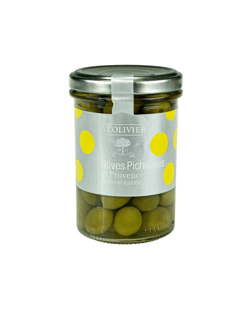 Grønne Picholine Oliven, 115 g, A L'Olivier