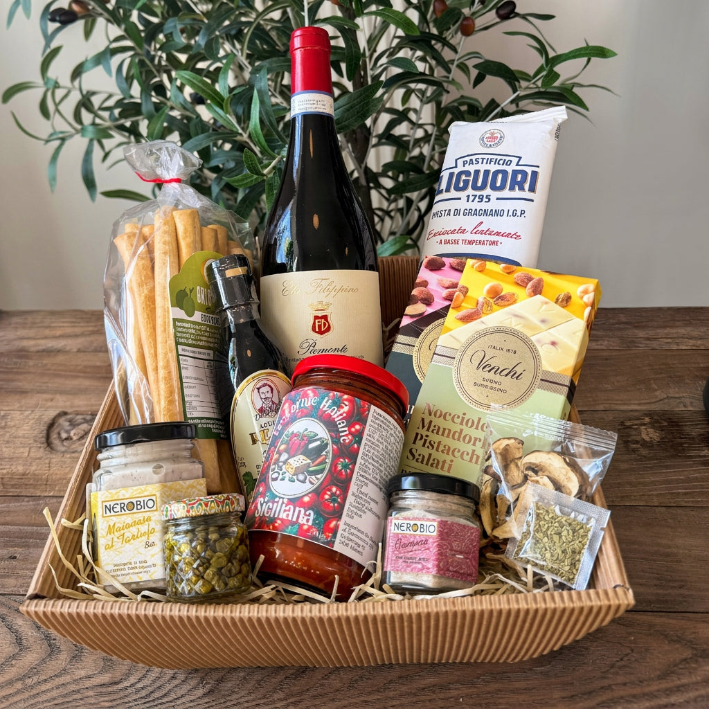 Italienske Fristelser – en kurv med Italienske lækkerier