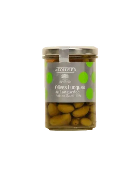 Grønne Lucques Oliven fra Frankrig , 115 g, A L'Olivier