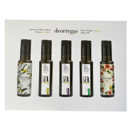 Gaveæske - smagekasse 5 x ekstra jomfru olivenolie. øko